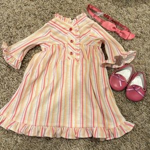 Retired American Girl Kit Kittredge Historical Nightgown pink and yellow
